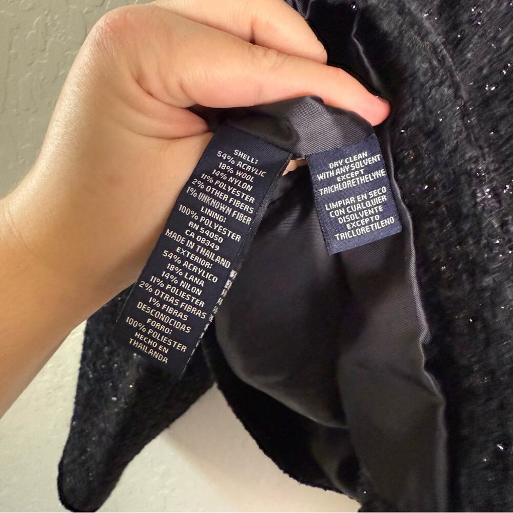 Jones New York Signature Black Shimmer Tweed Blazer Jacket 14 Bling Buttons - Picture 12 of 13